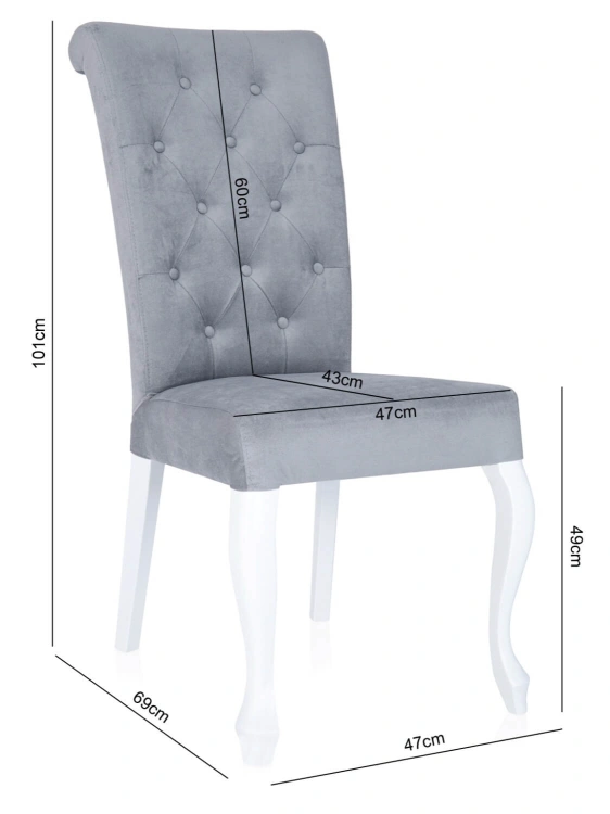 Stylowe krzesło glamour Monte Carlo chesterfield   w aranżacji jadalni, połączenie glamour i retro - wymiary krzesła