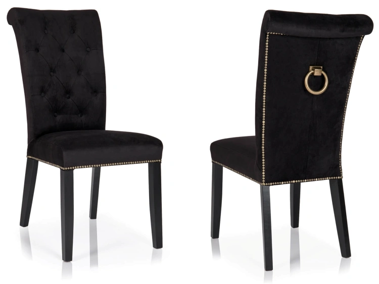 Eleganckie krzesło chesterfield glamour Monaco z pikowanym oparciem, przód widok