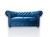 Sofa Chesterfield dwuosobowa, pikowana, welurowa, niebieska