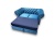 Sofa w stylu glamour, niebieska, pikowana, dwuosobowa, wykonana z luksusowego weluru, rozkładana z opcją spania.