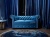 Chesterfield dwuosobowa sofa z funkcją spania, niebieska, pikowana z dekoracyjnymi srebrnymi detalami, wykonana z miękkiego weluru.