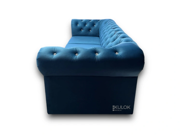 Luksusowa, rozkładana sofa glamour z kryształkami, wykonana z weluru Magic Velvet.