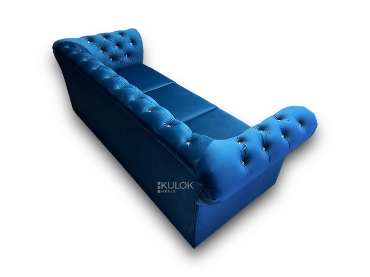Sofa glamour chesterfield, trzyosobowa, rozkładana, idealna do salonu.