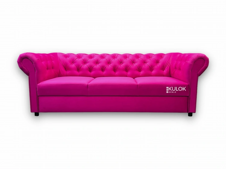 Sofa glamour welurowa fuksja Tokio 225cm z funkcją spania
