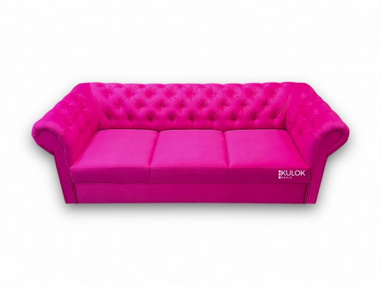 Sofa 3 osobowa designerska welur fuksja Casablanka