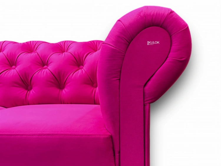 Sofa glamour welurowa fuksja 3 osobowa z funkcją spania