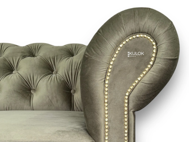 Sofa 3 osobowa welur zielona oliwka Royal Velvet