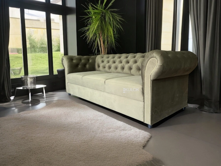 Luksusowa sofa chesterfield z funkcją spania do salonu
