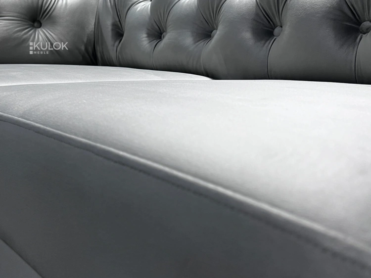Szara sofa Chesterfield z tkaniny premium - Stylowe meble do salonu