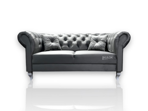 Sofa dwuosobowa Chesterfield Lux French Velvet szara