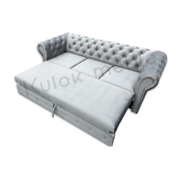 Sofa Chesterfield z wygodna funkcja spania rozkładana do salonu i sypialni