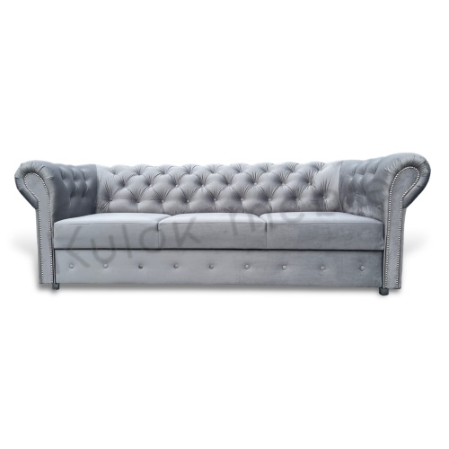 Sofa Chesterfield Magic Velvet 2240 w Szarym Odcieniu - Elegancja Pikowania