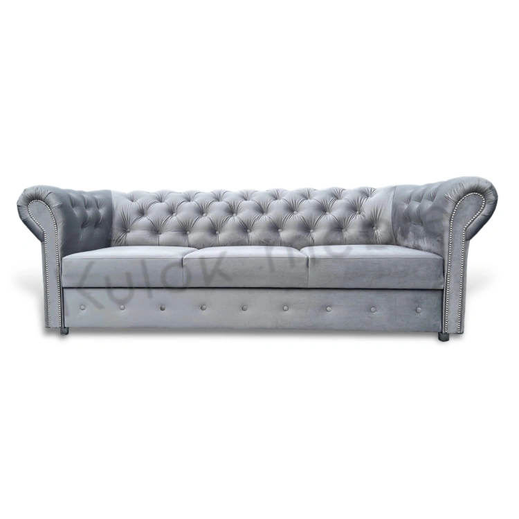 Sofa Chesterfield Magic Velvet 2240 w Szarym Odcieniu - Elegancja Pikowania