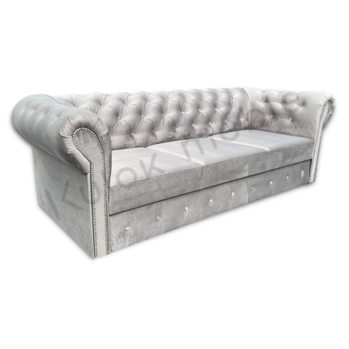 Intensywny Szary Velvet 2240 - Polska Sofa Chesterfield rozkładana