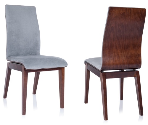 Krzesło Persefona – elegancki design z jasnoszarym tapicerowanym siedziskiem i drewnianymi nogami.