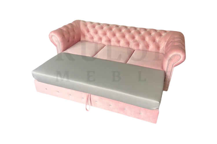 Sofa Chesterfield Berlin - nie tylko styl, ale i funkcjonalność dzięki inteligentnej funkcji spania.