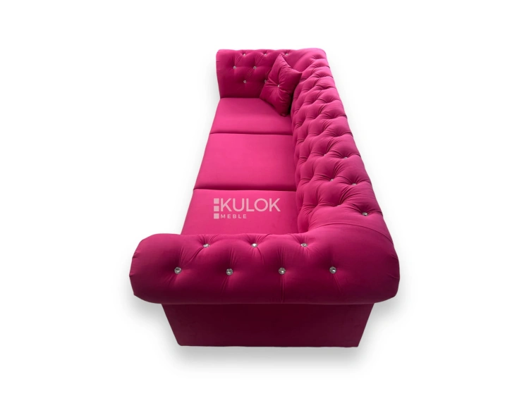Sofa Tokyo w stylu glamour - różowa, tapicerowana, designerska