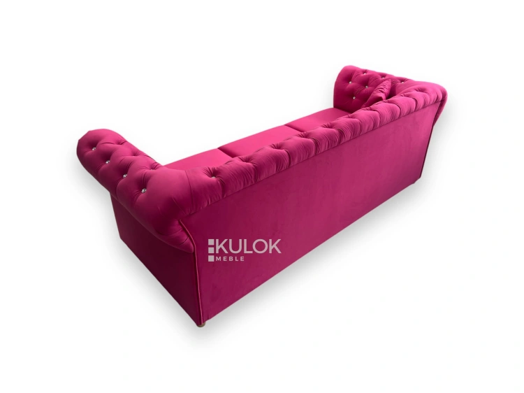 Nierozkładana sofa różowa fuksja Tokyo - elegancja do nowoczesnych wnętrz
