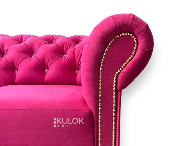 Sofa glamour różowa Tokyo - z polskiego producenta, 3-osobowa