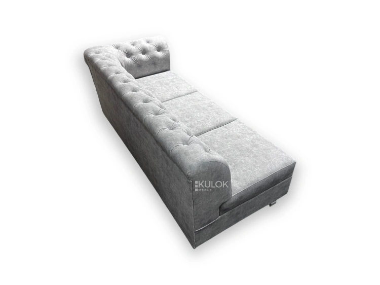 Szary szezlong Chesterfield z funkcją spania