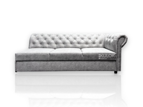 Szezlong Chesterfield szary welur 200cm z funkcją spania – kup online w Kulok Meble