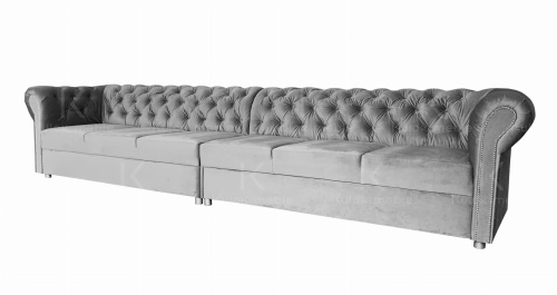 Sofa pikowana szara chesterfield do salonu