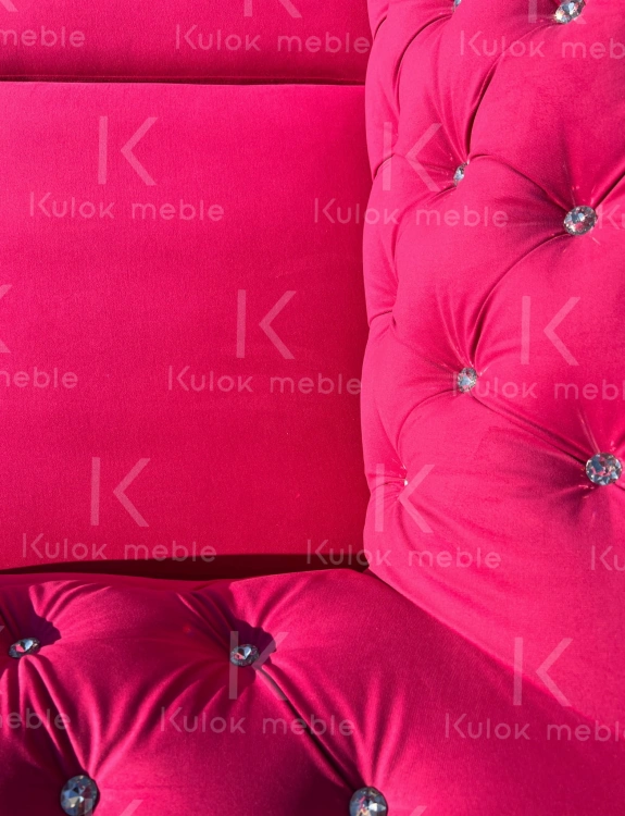 Ekskluzywna dwuosobowa sofa chesterfield Lux - różowy fuksja Casablanca 2310, kryształy, czarne nogi, 165 cm.