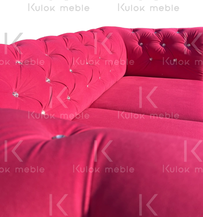 Sofa 2-osobowa chesterfield Lux w fuksji Casablanca 2310 - pikowanie kryształami