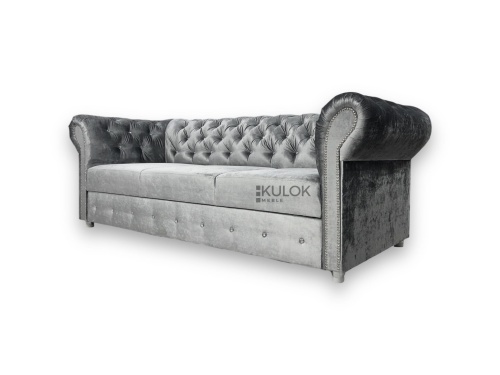 Chesterfield Sofa Glamour Warsaw Gloss Velvet 3-osobowa w eleganckim aksamicie.