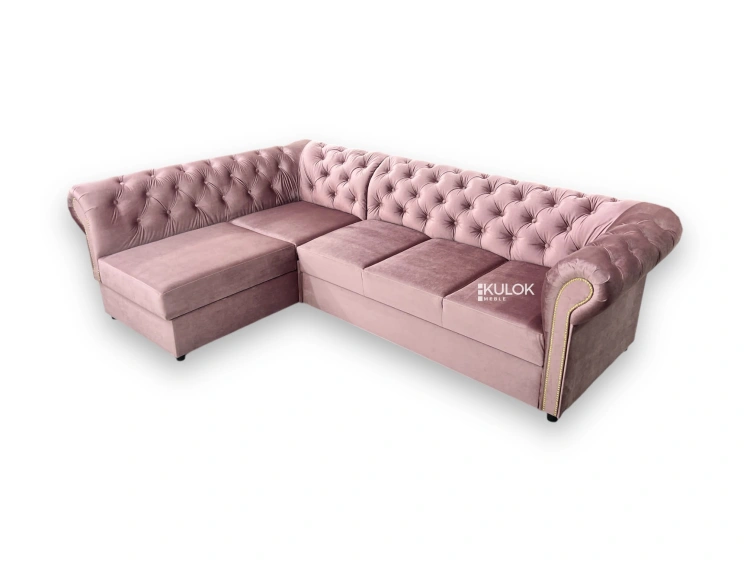 Narożnik z wysokogatunkowej tkaniny velvet w stylu glamour