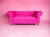 Stylowa Sofa Chesterfield Dwuosobowa w Różowej Fuksji - Casablanca 2310, Pikowana Głęboko Złotymi Kryształami, Złote Nogi Glamour Ludwik, 165 cm Szerokości.