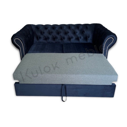 Klasyczna Sofa Chesterfield w Fresh 36 - Rozkładana, Ciemny Granat