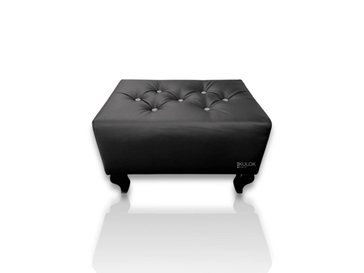 podnóżek Chesterfield czarna eco skóra
