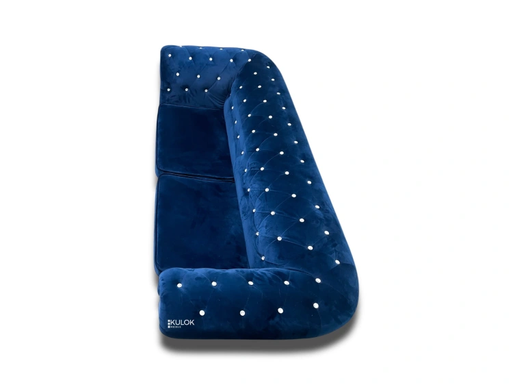 Sofa Chesterfield Windsor w kolorze granatowym z materiału Magic Velvet