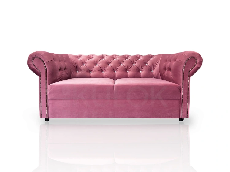 Glamour w Małym Pokoju - Pudrowy Róż Chesterfield 2-osobowy.