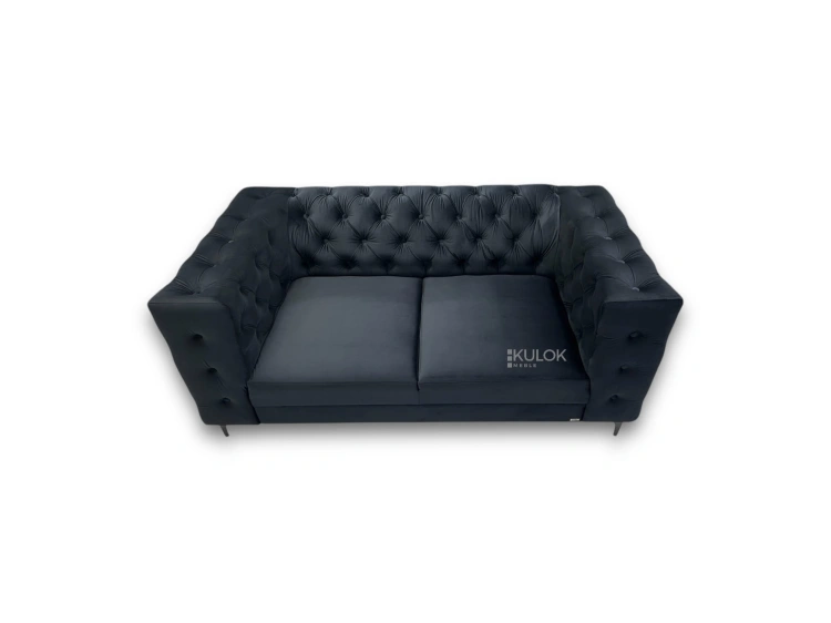 Sofa welurowa glamour - czarna Manchester