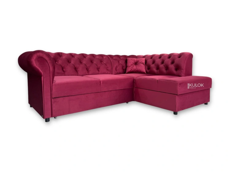 narożnik tapicerowany burgundowy velvet