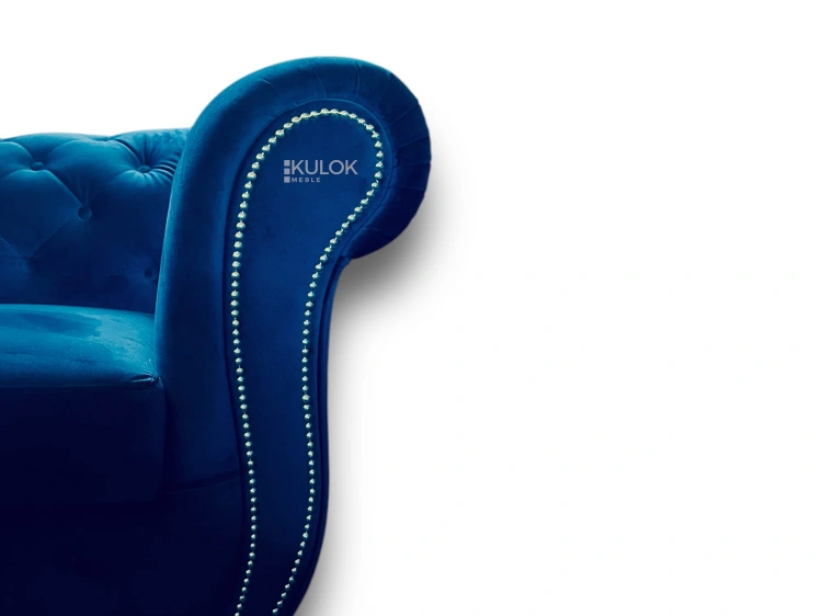 Sofa Windsor 175 cm – klasyczna granatowa kanapa z welurową tapicerką premium
