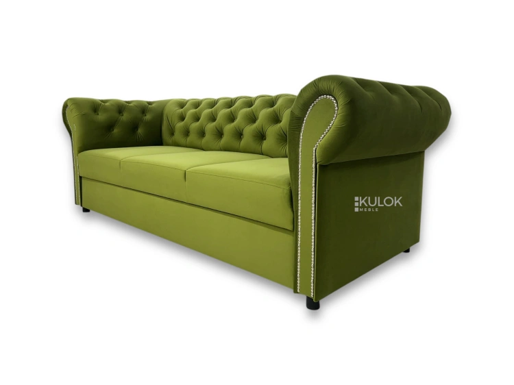 zielona sofa chesterfield welurowa