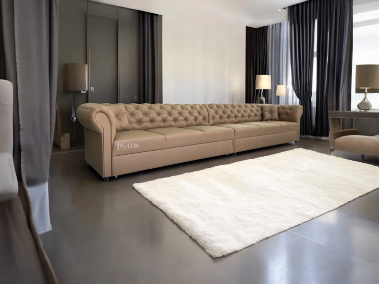Chesterfield PRO Sofa 4m 6-osobowa Soft Cappuccino