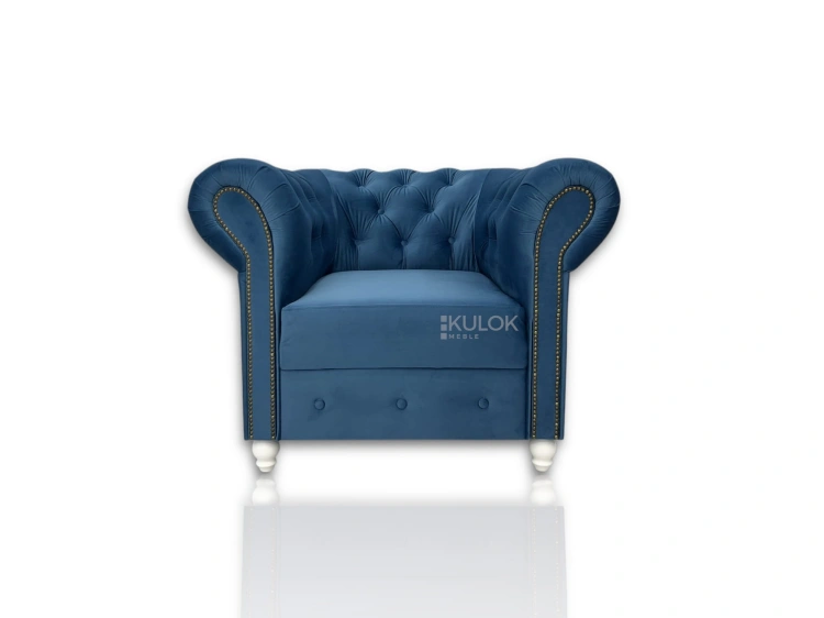 fotel Chesterfield Magic Velvet niebieski