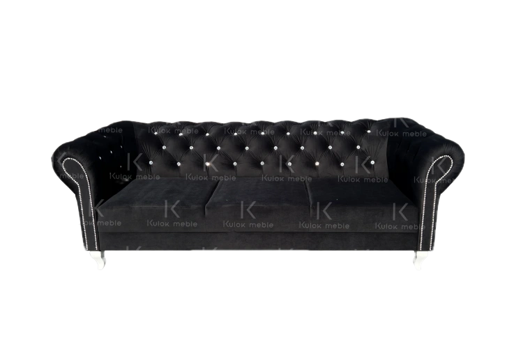 Białe Nogi Ludwik - Stylowe Podparcie dla Trzyosobowej Sozy Chesterfield.