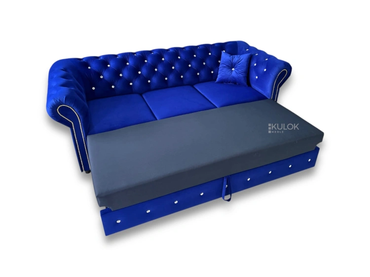 Sofa 225 cm Chesterfield z dodatkami glamour