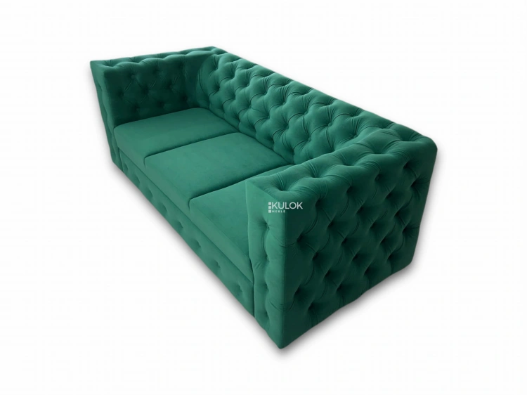 Styl chesterfield w nowoczesnym wydaniu – Sofa Manchester z głębokimi pikowaniami