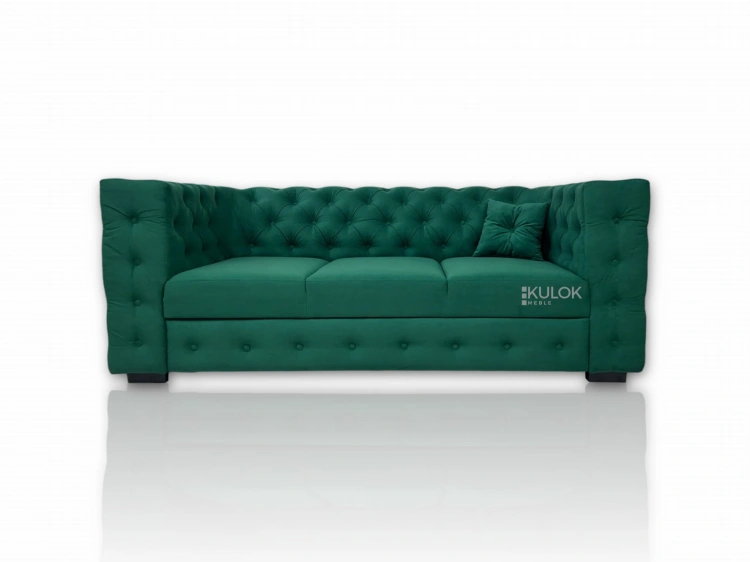 Rozkładana Sofa Manchester – aksamitna tkanina Uttario Velvet 2951 i klasyczne guziki