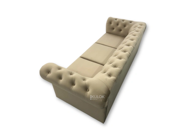 luksusowa sofa pikowana beżowa