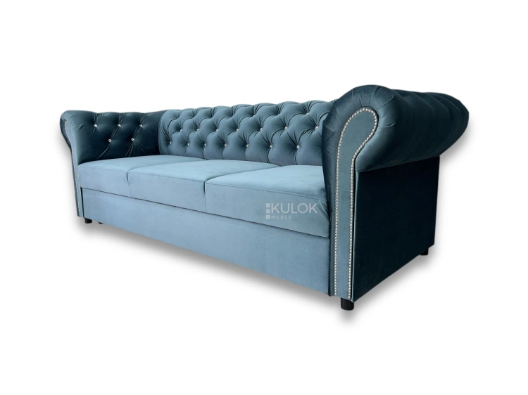Sofa Tokio 225 cm z pikowaniem kryształkami – Luksusowy mebel do salonu