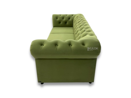 Elegancka pikowana sofa zielona Chesterfield
