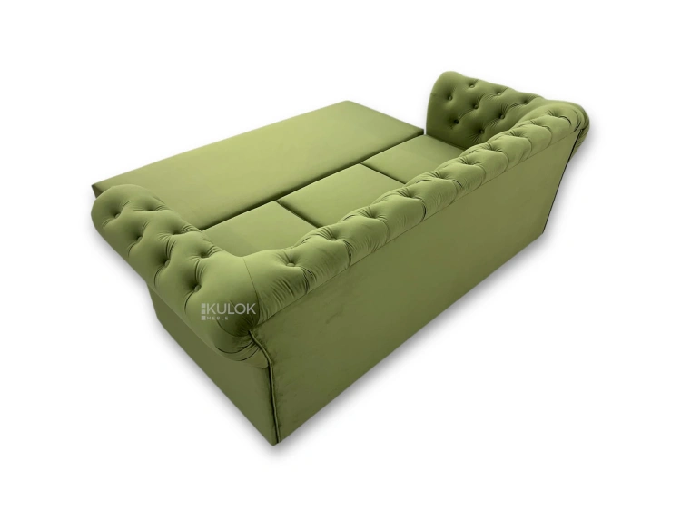 Elegancka sofa pikowana Chesterfield 3-osobowa w kolorze zieleni mchu