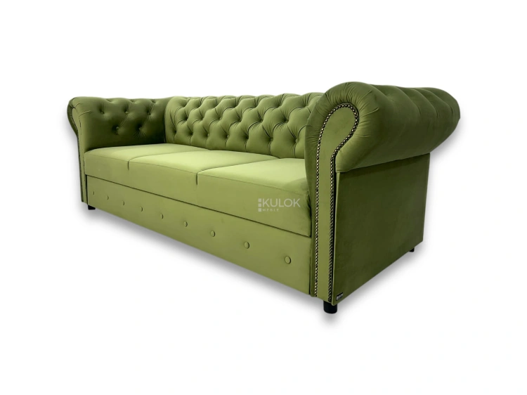 Sofa glamour z ozdobnymi ćwiekami barokowymi